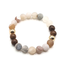 Kép betöltése a galériamegjelenítőbe: Jin és jang bambusz achát és fa ásványkarkötő