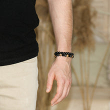 Kép betöltése a galériamegjelenítőbe: Ónix, lávakő és képjáspis aromaterápiás karkötő szett