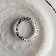 Kép betöltése a galériamegjelenítőbe: "Viszlát, stressz!" ametiszt és hegyikristály karkötő